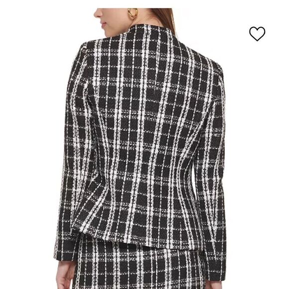 NWT- Calvin Klein- Black & White Tweed Open Front Blazer Jacket, Plus Size 14 - Picture 8 of 13
